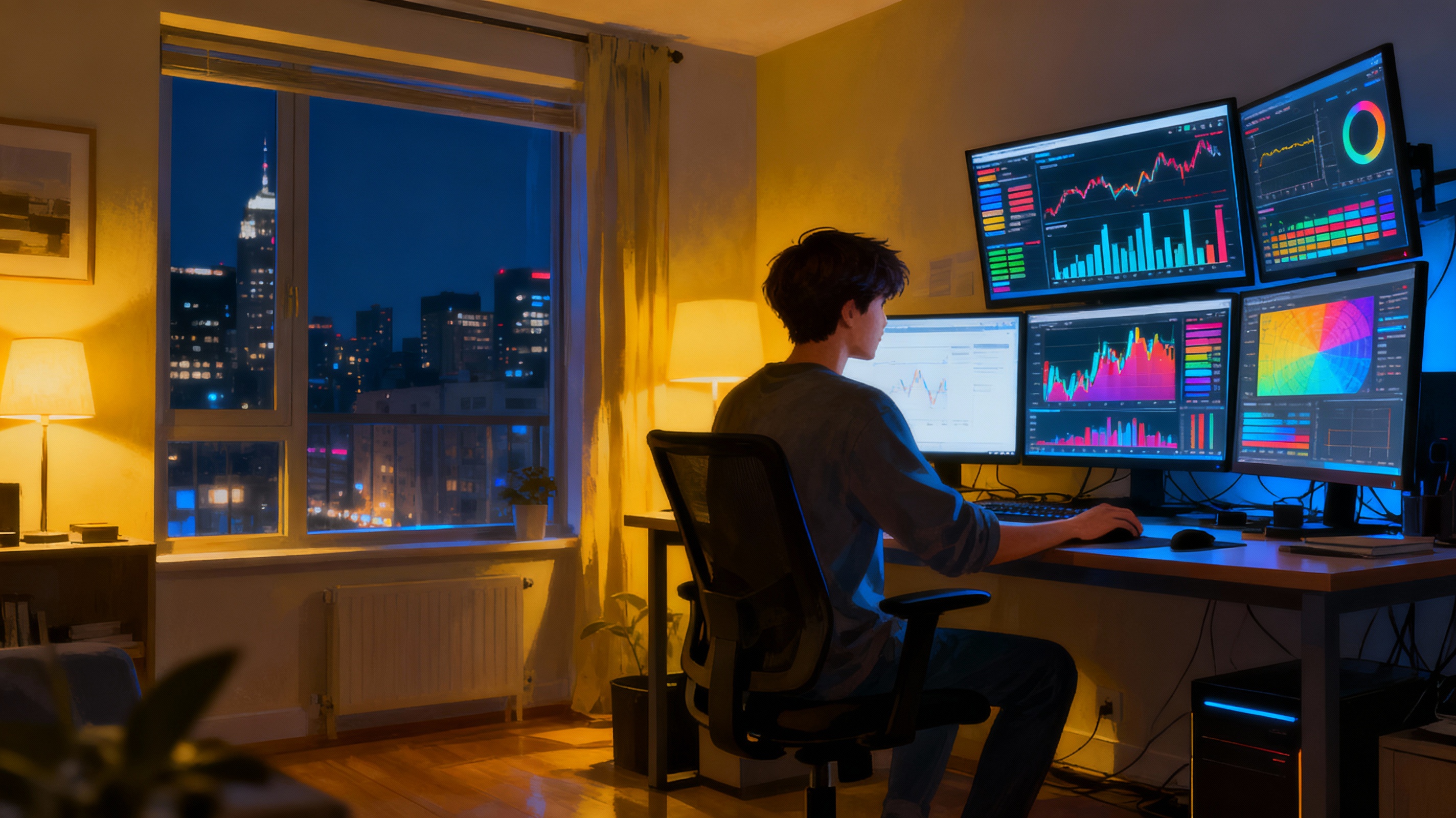 深夜里，对着数据图表发呆