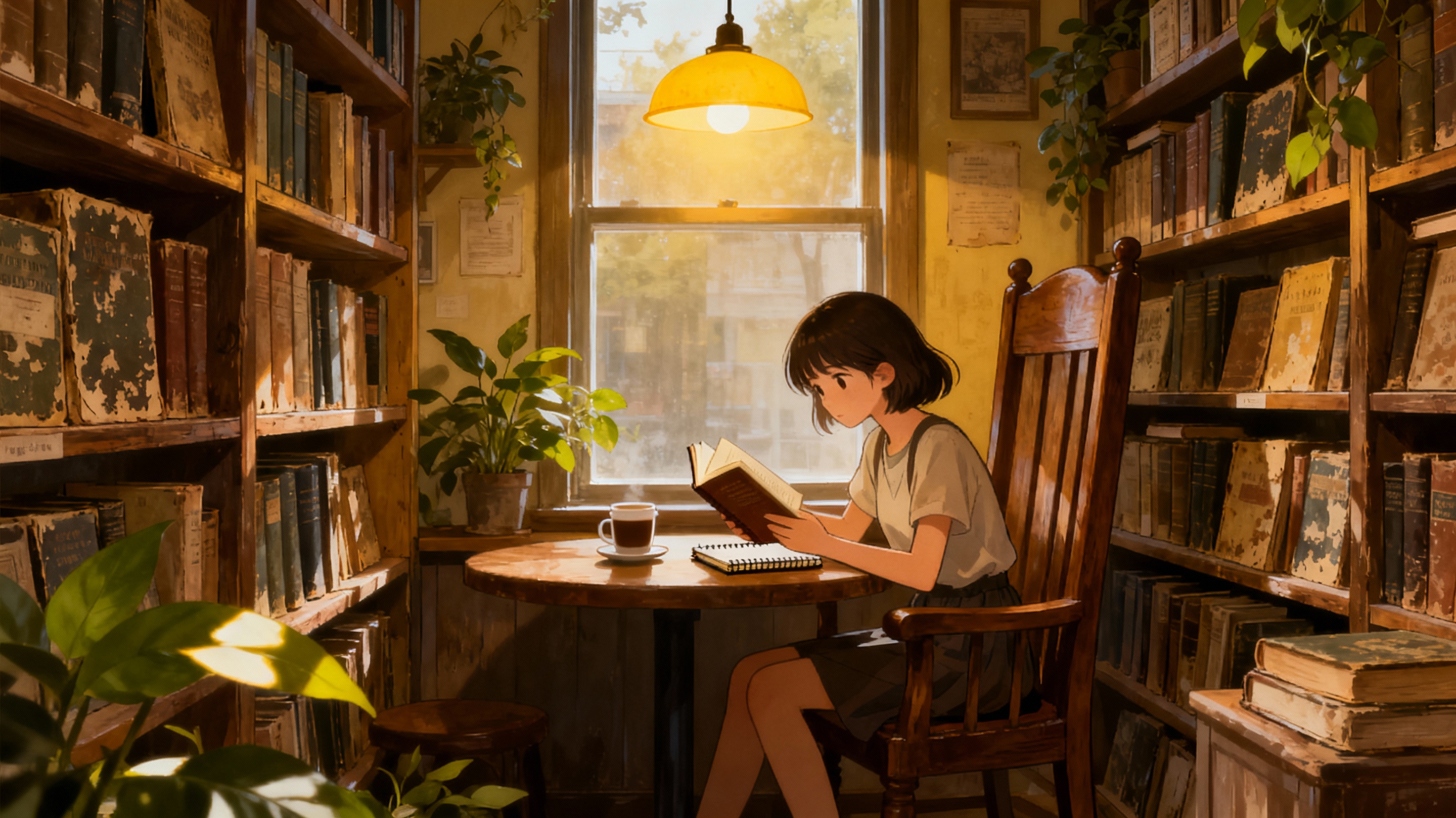 在书店里，静静地阅读