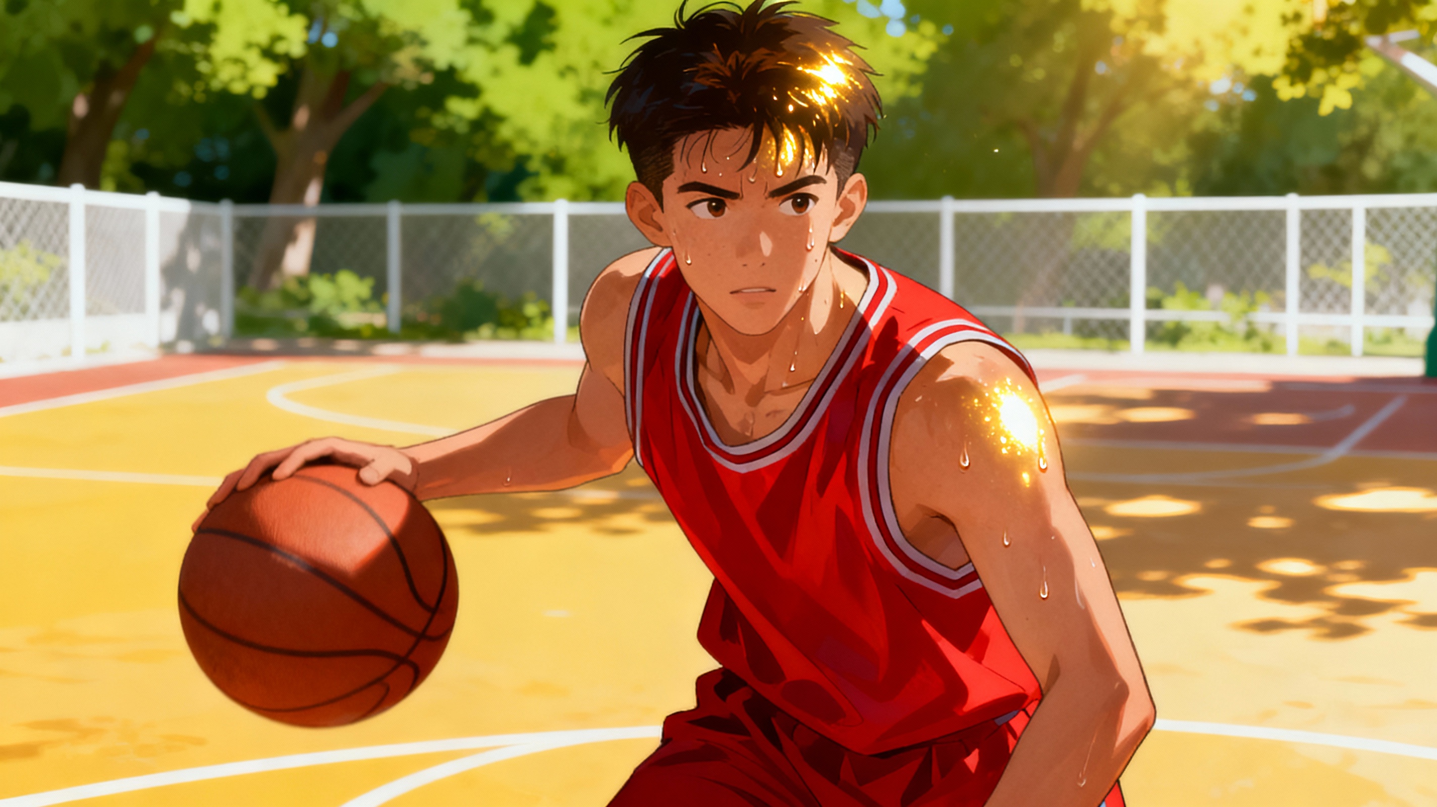 周末总会去球场，打篮球是他最放松的时刻